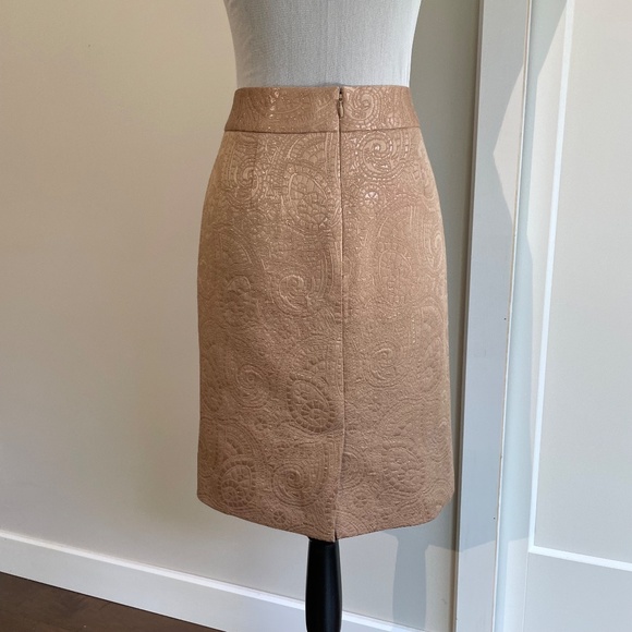Vintage Y2K/1990s Banana Republic Paisley Gold Thread Pencil Skirt Size - Picture 5 of 10